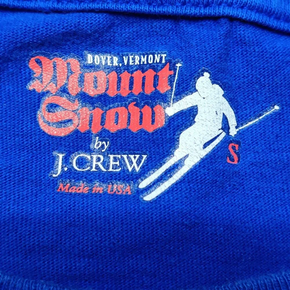 J.Crew Men’s Small Mount Snow Dover Vermont Ski Graphic T-Shirt Blue Made in USA